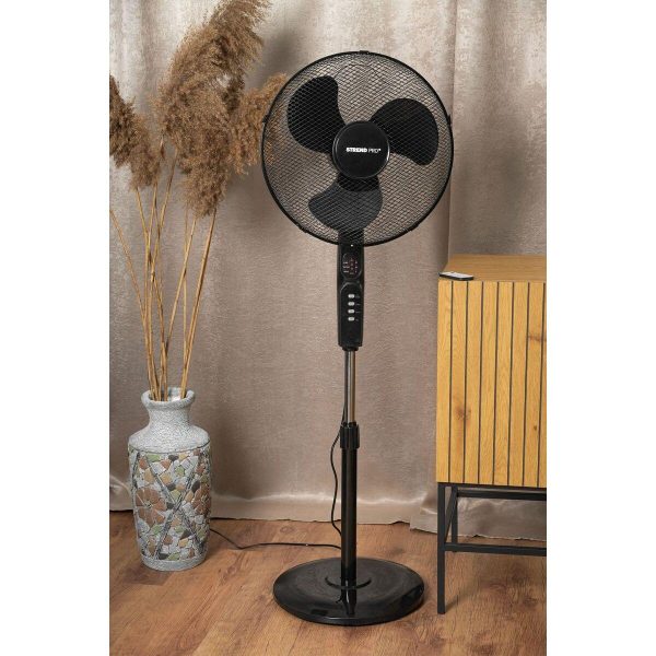 Ventilator cu picior pentru podea, 45 W, 3 viteze, telecomanda, inaltime reglabila, 100-125 cm, diametru 40 cm, Strend Pro