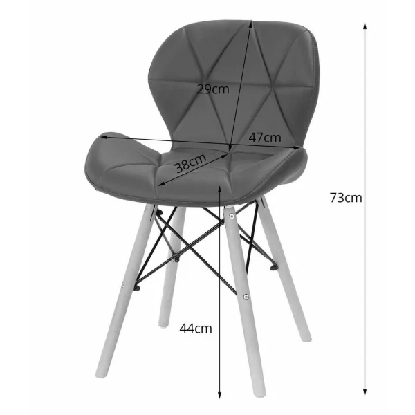 Scaun stil scandinav, Artool, Lago, piele ecologica alba, picioare lemn natur, 47x38x73 cm