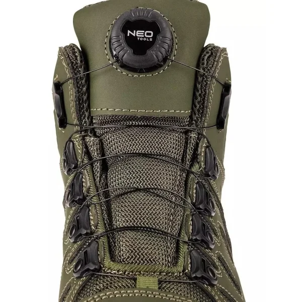 Bocanci de lucru, O2, SR, FO, sireturi cu buton de blocare, piele nabuc, marimea 44, NEO