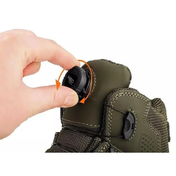 Bocanci de lucru, O2, SR, FO, sireturi cu buton de blocare, piele nabuc, marimea 41, NEO