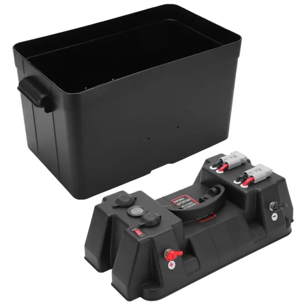 Cutie Ermetica SMART pentru baterie auto, multifunctionala cu terminale externe, voltmetru, pentru calatorii, camping, ambarcatiuni, rulote
