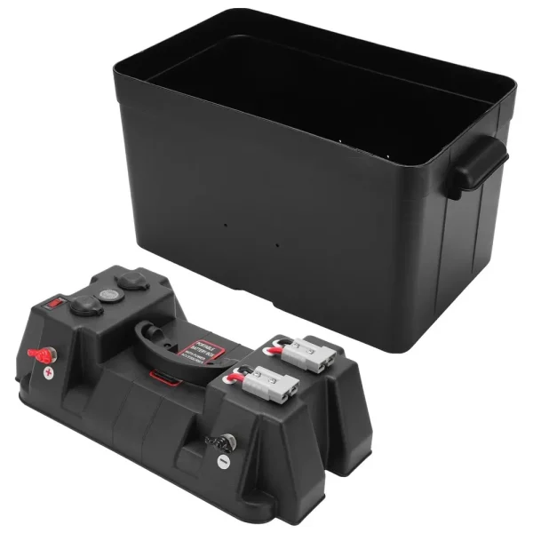Cutie Ermetica SMART pentru baterie auto, multifunctionala cu terminale externe, voltmetru, pentru calatorii, camping, ambarcatiuni, rulote