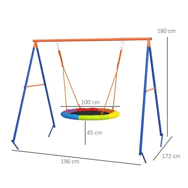 Complex de joaca, leagan tip cuib de barza, material Oxford, multicolor, 196x172x180 cm
