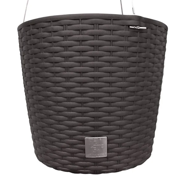 Ghiveci decorativ cu lant, Prosperplast, Rato Round, rotund, maro, 25.6x21.9 cm