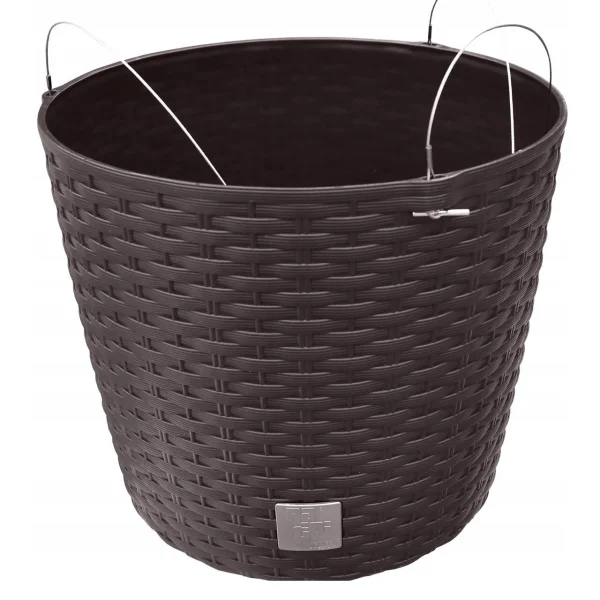 Ghiveci decorativ cu lant, Prosperplast, Rato Round, rotund, maro, 25.6x21.9 cm