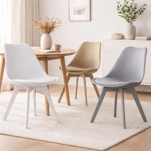 Scaun bucatarie/living, Artool, Mark, PP alb, picioare albe, 49x43x82 cm