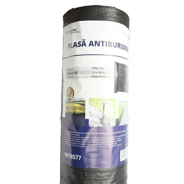 Folie antiburuieni, polipropilena, tesuta, neagra, 100 g/m2, 1.5x100 m, Breckner Germany
