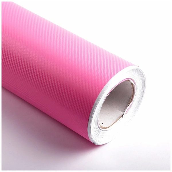 Folie colantare auto Carbon 3D - Culoare Roz, dimensiune 3m x 1,27m