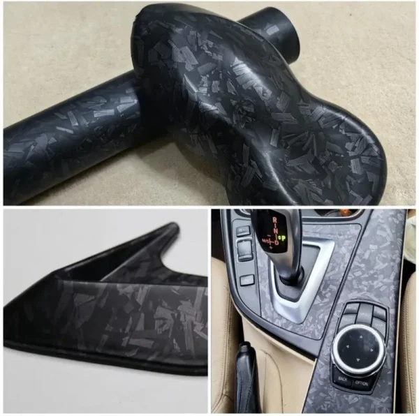 Folie auto decorativa Premium, Carbon Forjat MAT, autoadeziva, rezistenta UV, dimensiune 150 x 100cm, tehnologie bubblefree