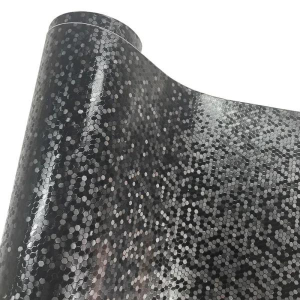Folie auto decorativa Premium Honeycomb Black, model hexagonal 3D, autoadeziva, rezistenta UV, dimensiune 150 x 100cm