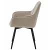 Scaun stil fotoliu bucatarie/living, Artool, Nana, rotativ, catifea bej inchis, picioare metal negru, 56x61x83.5 cm