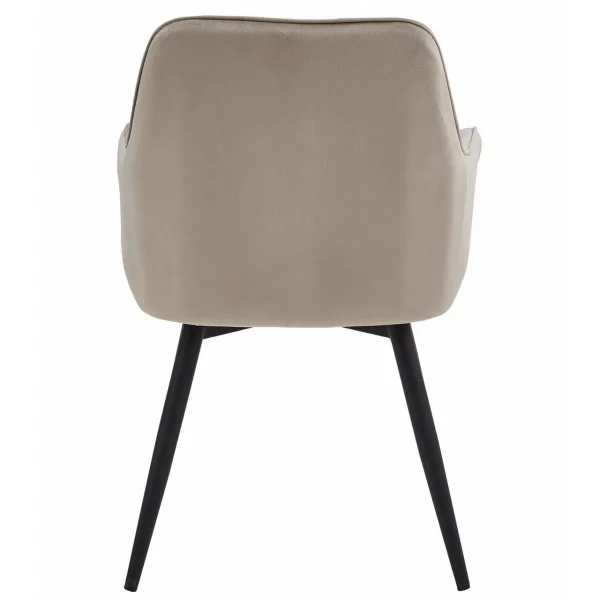 Scaun stil fotoliu bucatarie/living, Artool, Nana, rotativ, catifea bej inchis, picioare metal negru, 56x61x83.5 cm