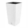 Set 2 ghivece de flori, Rato, imitatie ratan, inalte, 22.5x22.5x42 cm, alb, Prosperplast