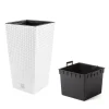 Set 2 ghivece de flori, Rato, imitatie ratan, inalte, 22.5x22.5x42 cm, alb, Prosperplast