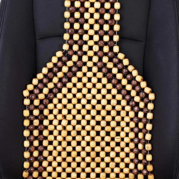 Husa pentru scaun auto cu bile de masaj din lemn, culoare Bej/Maro