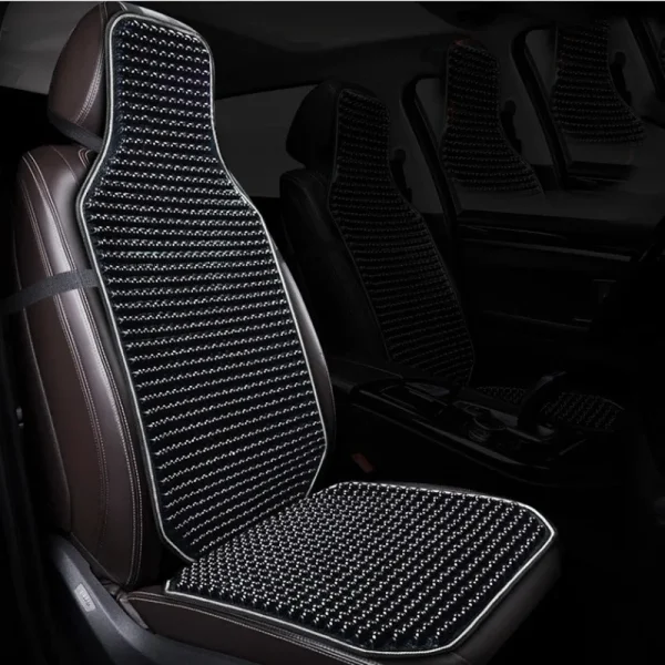 Husa Premium pentru scaun auto cu bile de masaj din lemn, dimensiune 122 x 42 cm, culoare Negru