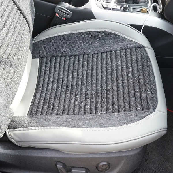 Set huse scaune auto Premium, model BLAZE Elite, design Sportiv, universale, ergonomice, Piele Ecologica cu insertii textile, culoare Gri/Crem