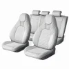 Set huse scaune auto Premium, model BLAZE Luxor, design Sportiv, universale, ergonomice, Piele Ecologica cu insertii textile, culoare Crem/Gri
