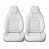 Set huse scaune auto Premium, model BLAZE Luxor, design Sportiv, universale, ergonomice, Piele Ecologica cu insertii textile, culoare Crem/Gri