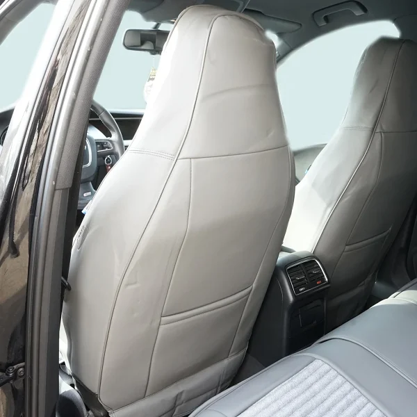 Set huse scaune auto Premium, model BLAZE Luxor, design Sportiv, universale, ergonomice, Piele Ecologica cu insertii textile, culoare Crem/Gri