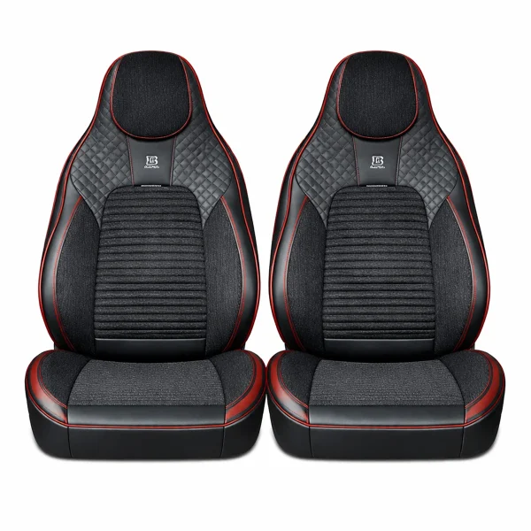 Set huse scaune auto Premium, model BLAZE Torque, design Sportiv, universale, ergonomice, Piele Ecologica cu insertii textile, culoare Negru/Rosu