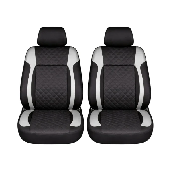 Set huse scaune auto Premium, model DIAMOND Core, design Sportiv, universale, ergonomice, Piele Ecologica Matlasata, culoare Negru/Gri