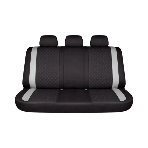 Set huse scaune auto Premium, model DIAMOND Core, design Sportiv, universale, ergonomice, Piele Ecologica Matlasata, culoare Negru/Gri