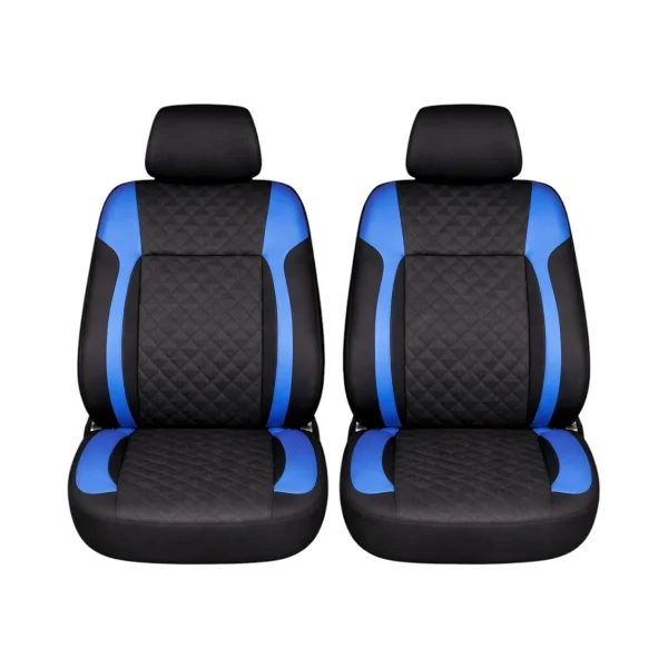 Set huse scaune auto Premium, model DIAMOND Drive, design Sportiv, universale, ergonomice, Piele Ecologica Matlasata, culoare Negru/Albastru
