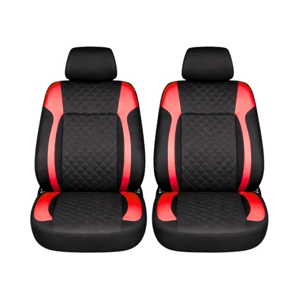 Set huse scaune auto Premium, model DIAMOND Racer, design Sportiv, universale, ergonomice, Piele Ecologica Matlasata, culoare Negru/Rosu