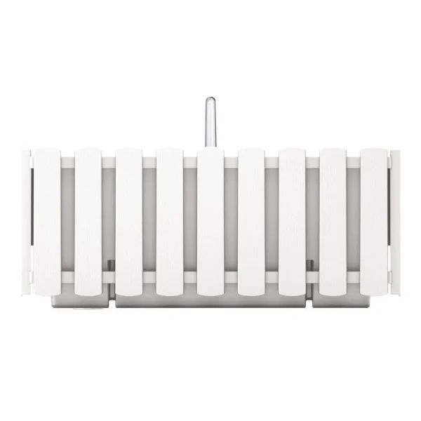 Set 2 jardiniere decorative, suport metalic, sistem de irigare, Boardee Fencycase W, alb, 38x18x16.2 cm