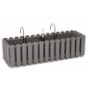 Set 2 Jardiniere decorative cu suport metalic, Boardee Fencycase W, gri, 58x18x16.2 cm