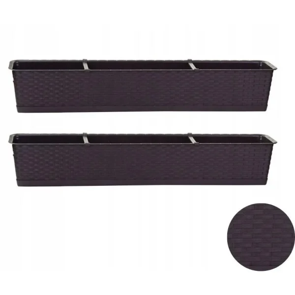 Set 2 jardiniere decorative, Ratolla Case P, maro, 68.5x17.3x15 cm