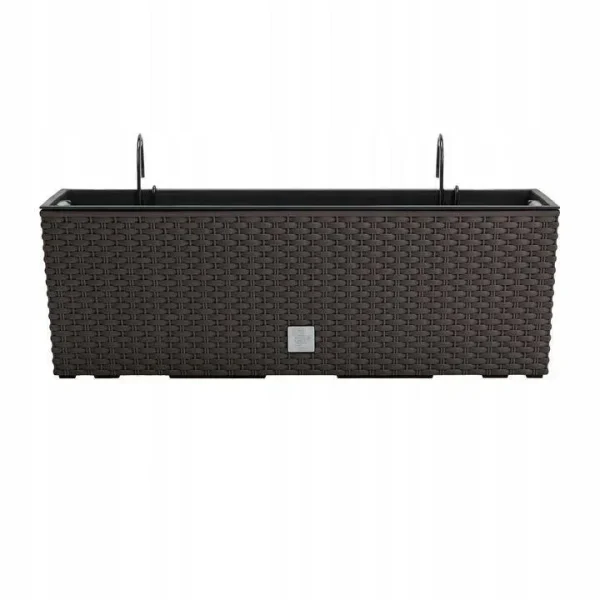 Set 2 jardiniere decorative, suport metalic, Rato Case W, maro, 58x18x19.5 cm