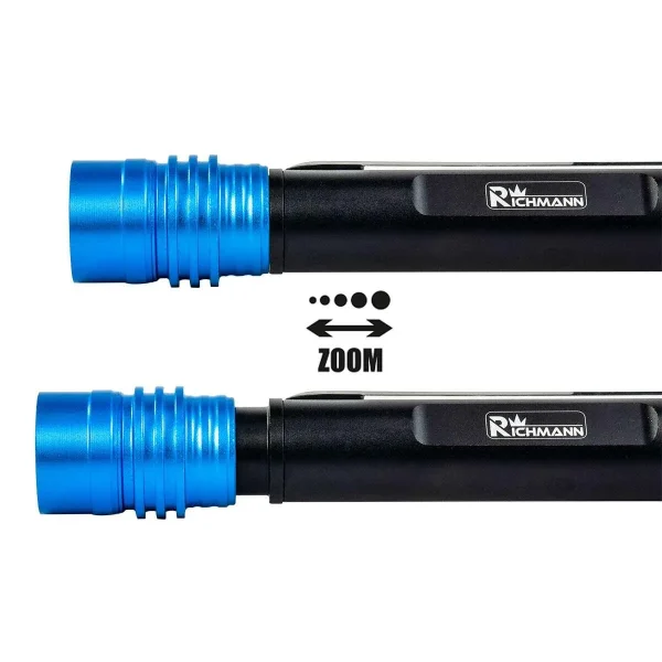 Lanterna mini, tip stilou, LED 1W + LED 3W, 100 lm + 200 lm, ZOOM, 50 m, Richmann
