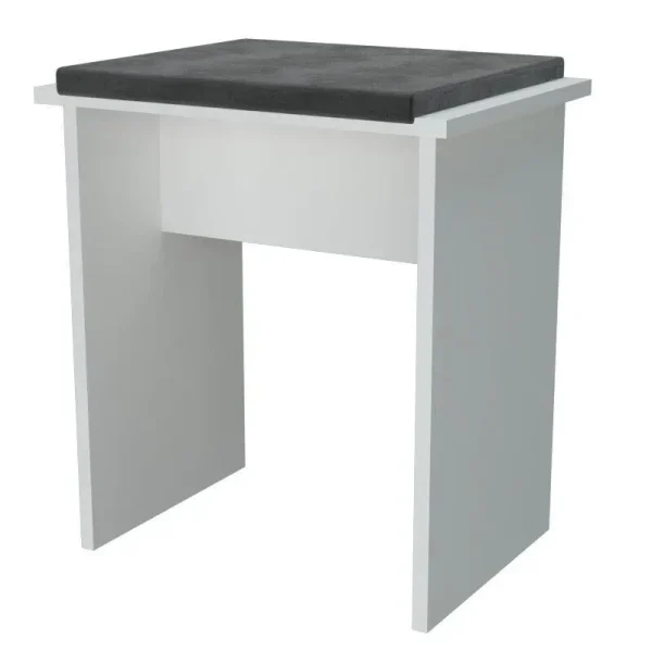 Masa de toaleta/machiaj, Antonia + taburet, alb, cu oglinda si LED-uri, 155x42x135 cm