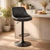 Set 2 scaune de bucatarie/bar, Artool, Kast, rotativ, piele ecologica neagra, picior metal negru, 45.5x48.5x85-105 cm