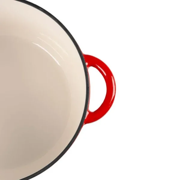 Oala de fonta emailata cu capac, maner din inox, rosie, 4 L, Magic Home