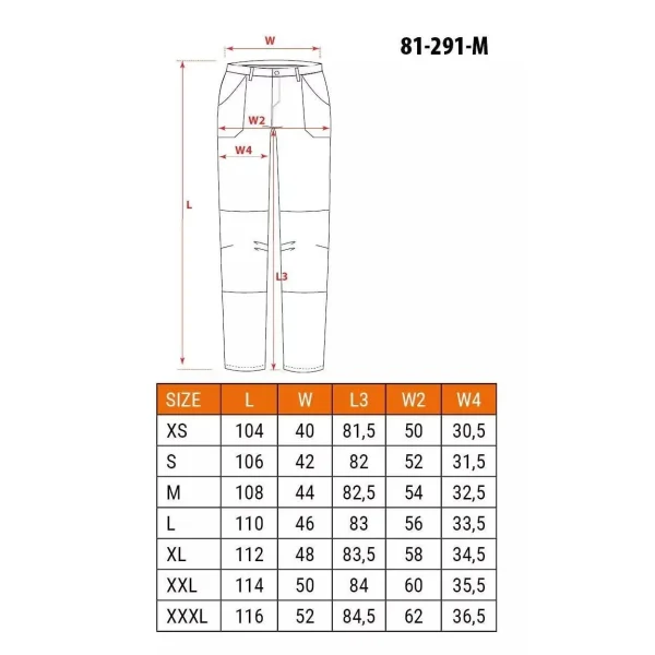 Pantaloni de lucru, elastici, nylon, model Outdoor, galben mustar, marimea L/52, NEO