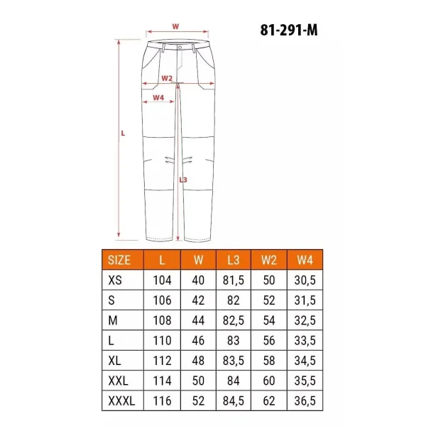 Pantaloni de lucru, elastici, nylon, model Outdoor, galben mustar, marimea M/50, NEO