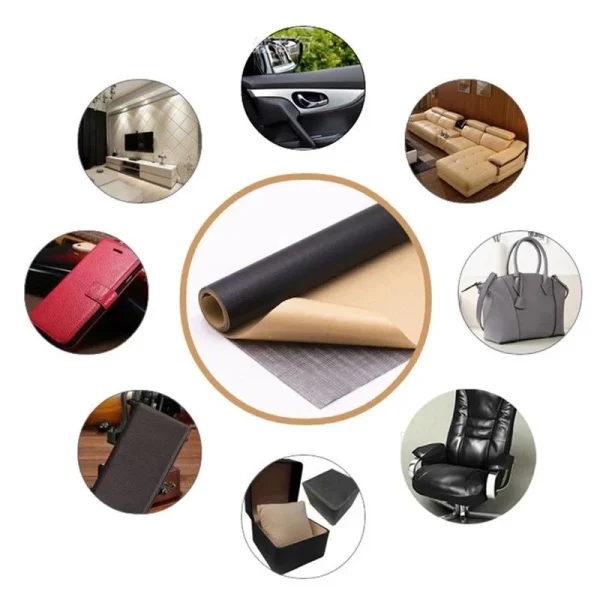 Piele Ecologica pentru reparatii, autoadeziva, dimensiune 50cm x 150 cm, culoare Maro, pentru canapele, genti, jachete, scaune auto, mobilier