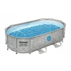 Piscina structura metalica, ovala, cu pompa nisip, scara, dozator, prelata acoperire, gri, 488x305x107 cm, Bestway Power Steel