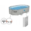 Piscina structura metalica, ovala, cu pompa nisip, scara, dozator, prelata acoperire, gri, 488x305x107 cm, Bestway Power Steel