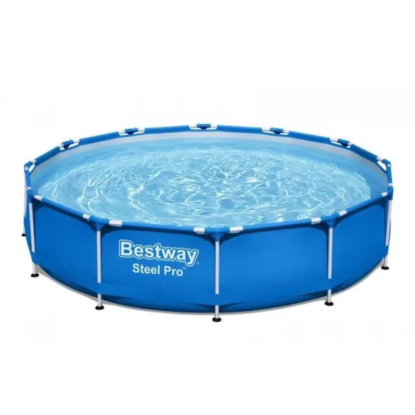 Piscina structura metalica, rotunda, albastru, cu test analiza apa, 366x76 cm, Bestway Steel Pro
