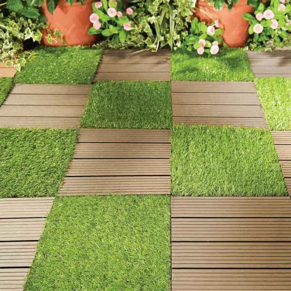 Podea de gradina din plastic, set 9 buc, 31x31 cm, maro inchis, Strend Pro