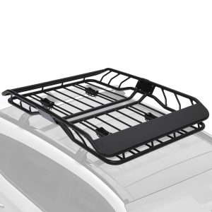 Portbagaj metalic pentru plafon de tip "ROOF RACK", dimensiune 127 x 100cm, culoare neagra, cu bare transversale incluse