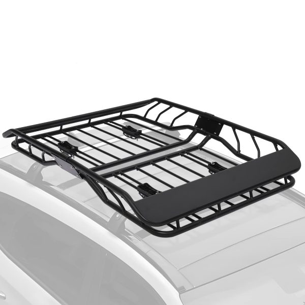 Portbagaj metalic pentru plafon de tip "ROOF RACK", dimensiune 127 x 100cm, culoare neagra, cu bare transversale incluse