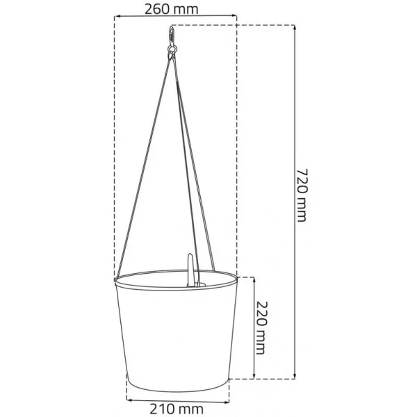 Ghiveci decorativ cu lant, Prosperplast, Rato Round, rotund, maro, 25.6x21.9 cm