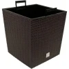 Set 2 ghivece de flori, Rato Low, imitatie ratan, patrate, 40x40x40.8 cm, maro, Prosperplast