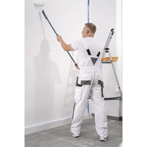 Pantaloni de lucru cu pieptar, salopeta, alb, model White Line, marimea XL/56, Dedra