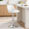 Set 2 scaune de bucatarie/bar, Artool, Kast, rotativ, piele ecologica alba, picior metal argintiu, 45.5x48.5x85-105 cm